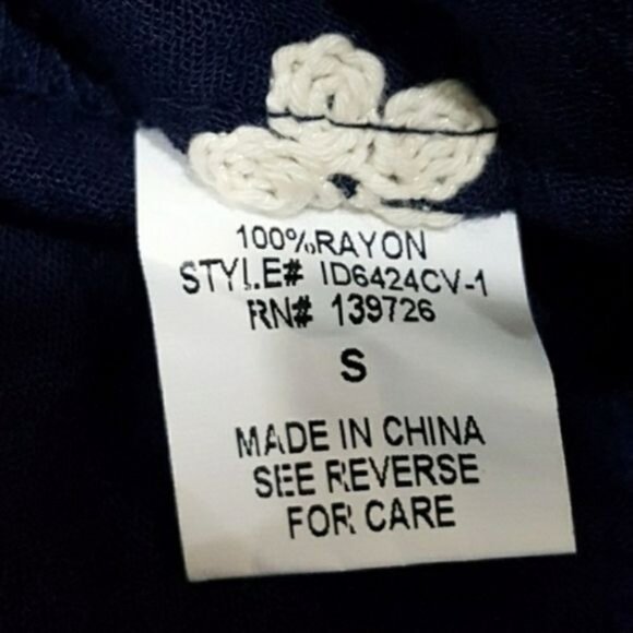 Honey Belle Navy Sleeveless Boho‎ Tunic Floral Embroidery Womens Size Small - Picture 8 of 9